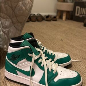 Jordan Green and White High-Top Sneakers